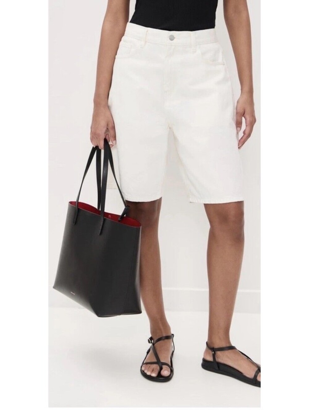Mansur Gavriel Large Tote $795 Black W/ Red Interior Comes W/ Pouch